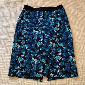 Ann Taylor Floral Blue and Black Women's Skirt Size 0